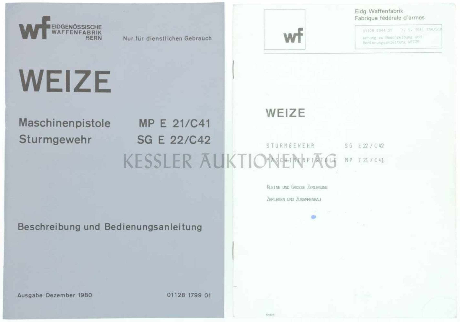 Bedienungsanleitung zu Sturmgewehr Weize vom Dezember 1980 mit Anhang vom Mai 1981 Die