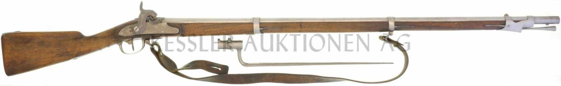 Perkussionsgewehr, Infanterie 1817/42, Thurgau, Kal. 17.6mm LL 1055mm, TL 1470mm, Rundlauf, Wurzel