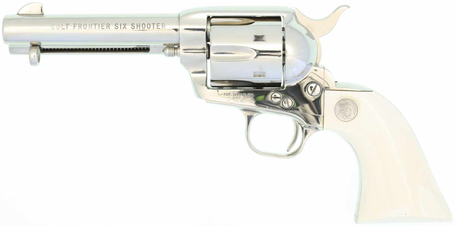 Revolver, Colt SAA Frontier Six Shooter, Kal. 44-40 LL 4-3/4", hochglanzpolierte vernickelte