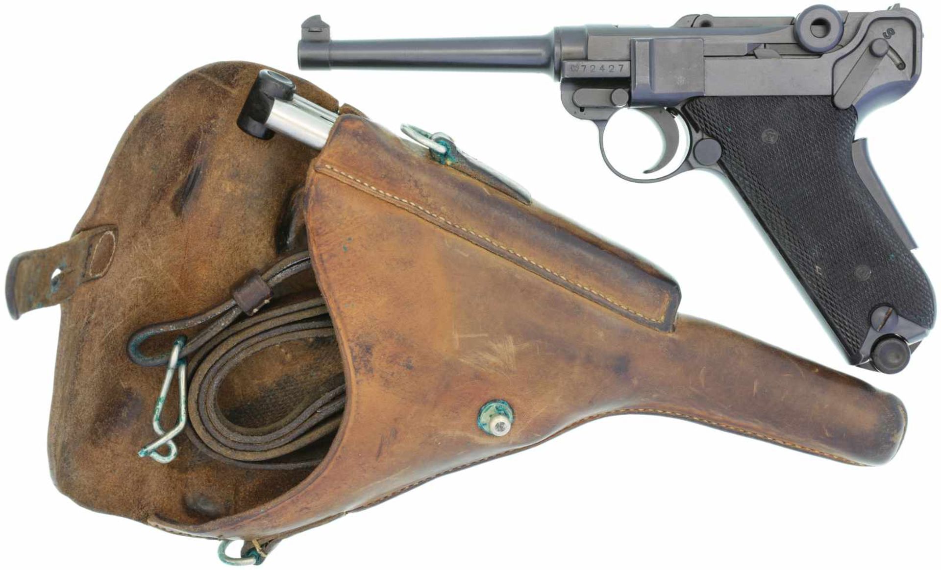 Pistole, Schweizer Ord. 06/29 (Parabellum) hergestellt bei der WF Bern, Kal. 7.65mmP Brünierte