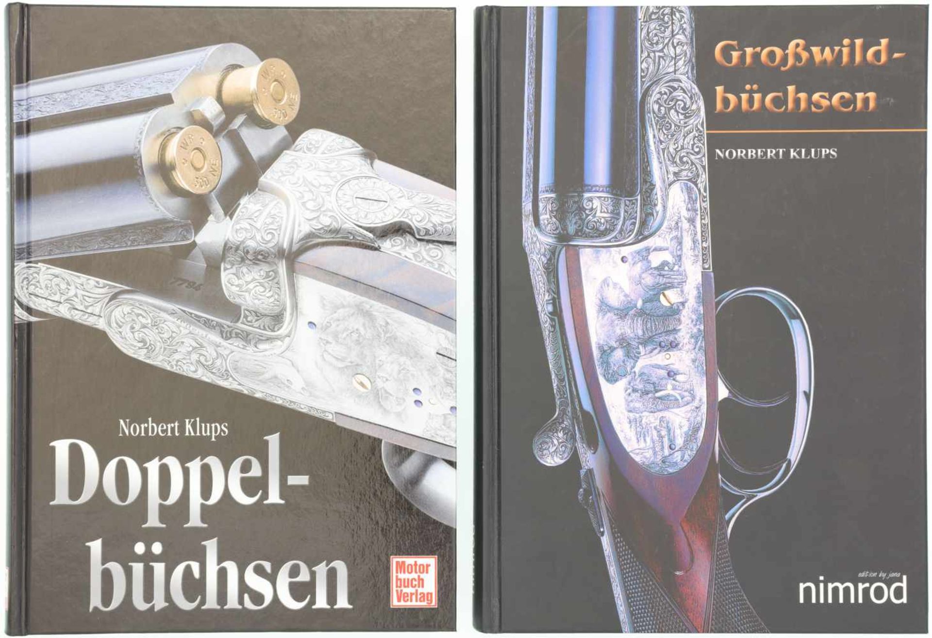 Konvolut 2 Bücher 1. Grosswildbüchsen, 2. Auflage, 230 Seiten mit 188 Abbildungen. Autor Norbert