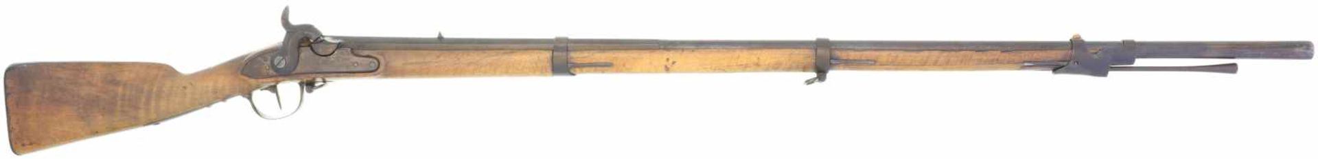 Perkussionsgewehr, abgeändert aus Steinschloss, Ord. 1817/42, Kal. 17.6mm LL 1170, TL 1540,