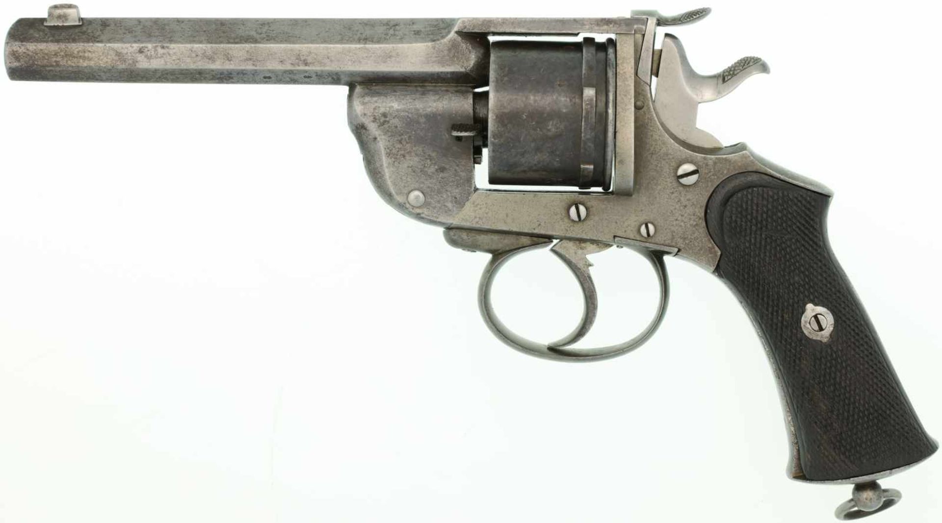 Revolver Levaux-Stas 1876, Kal. .380BP LL 125mm, 255mm, Achtkantlauf, ungeflutete Trommel.