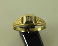 Damenring, Gelbgold 585 mit 4 Diamant, RG 18mm, 1,6g.