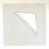 Grafik, 20.Jh., Konkrete Kunst, "Gitterlinien", unsigniert, i.R. 48cm x 48cm