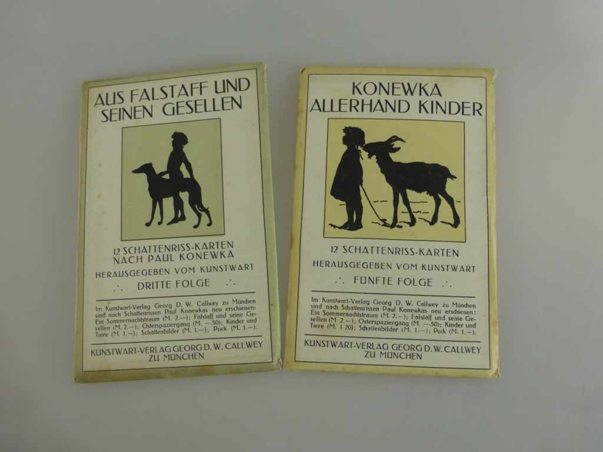 24 Schattenriss - Postkarten nach Paul Koewka, in orig. Hülle, Callwey Verlag München