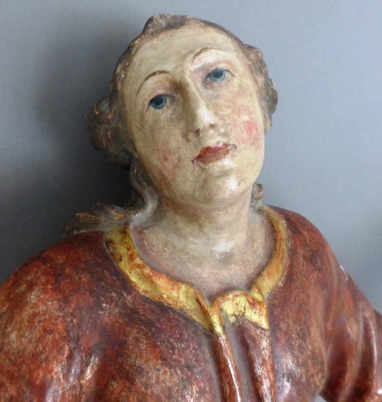 Skulptur, auf Weltkugel stehende Maria Immaculata, süddeutsch 18.Jh., in der linken einen - Image 2 of 2
