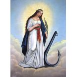 Nazarener Maler, 19.Jh., Öl/Lw., Hl. Philomena von Rom, Darstellung der Heiligen mit ihrem Attribut,