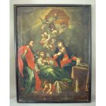 Barockgemälde des 18.Jh., süddeutsch, Öl/Lw., "Der Tod des Heiligen Josef", Altersschäden, o.R. 86cm