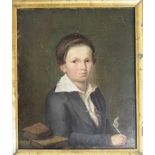 Biedermeier Portrait, Öl/Lw., Portrait des Aug. Mayer (*1836 Ludwigsburg), Craquele, i.R. 35cm x