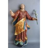 Skulptur, auf Weltkugel stehende Maria Immaculata, süddeutsch 18.Jh., in der linken einen