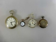 Konvolut Taschenuhren, 3 Herrentaschenuhren, 1 Damentaschenuhr, tlw. Silbergehäuse, besch., Funktion