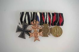 Kleine Ordenspange, u.a. Kriegsverdienstkreuz, Militärverdienstkreuz, Eisernes Kreuz / I./II. WK