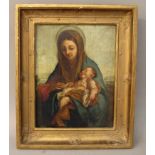 Gemälde, 1.H.19.Jh., wohl Italien, Öl/Holz, Madonna mit Jesukind, i.R. 53cm x 42cm