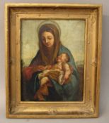 Gemälde, 1.H.19.Jh., wohl Italien, Öl/Holz, Madonna mit Jesukind, i.R. 53cm x 42cm