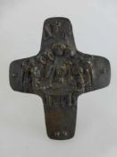 Messingkreuz, 2.H.20.Jh., Kreuz mit Abendmahl, 10,5cm x 8,5cm