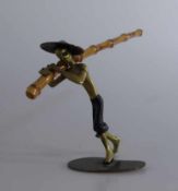 Miniaturfigur eines Chinesen, Messing, teilw. schwarz patiniert, stilisierte Art Déco-