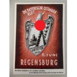 Propaganda Postkarte, sog. 3.Reich, NSDAP, Die Bayerische Ostmark ruft, Gautreffen Regensburg