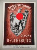 Propaganda Postkarte, sog. 3.Reich, NSDAP, Die Bayerische Ostmark ruft, Gautreffen Regensburg