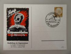 Propaganda Postkarte, sog. 3.Reich, Ganzsache, Ausstellung im Logenmuseum Chemnitz, 1938,