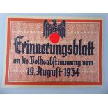 Erinnerungsblatt zur Volksabstimmung 1934, keine PK, sog. 3.Reich