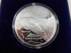 Gibraltar, 70 Ecu 1993, Eurotunnel, Feinsilber 999, 155,5g. d. 65mm