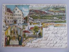 Ansichtskarte - Litho, "Gruss aus dem Englischen Fräulein Institut in Würzburg", Franz Scheiner