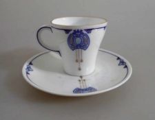 Art Deco Moccatasse, Rosenthal "Secession", Porzellan mit zeittypischen Dekor