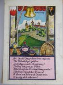 Postkarten - Entwurf für eine Würzburg Karte, um 1920, Tusche / Aquarell, auf Karton montiert,