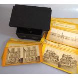 Stereobetrachter mit 48 Stereobilder, Frankreich, meist Paris - Ansichten, um 1900, je ca. 17cm x