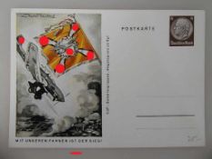 Propaganda Postkarte, sog. 3.Reich, Ganzsache, "Mit unseren Fahnen ist der Sieg", ungelaufen