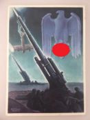 Propaganda Postkarte, sog. 3.Reich, Die deutsche Wehrmacht, Flak, sign. Gottfried Klein, gelaufen
