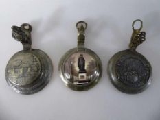 3 Bierkrug Zinndeckel, einmal mit Porzellaneinlage, Würzburg "Julius Echter", um 1900