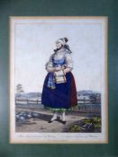 Gochsheim - Bauer-Mädchen aus Gochsheim bey Würzburg, altkolorierte Lithographie von F.J.Lipowski,