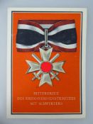 Propaganda Postkarte, sog. 3.Reich, Kriegsorden, "Ritterkreuz", ungelaufen