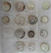 Kaiserreich - Königreich Sachsen, Konvolut von 14 Silbermünzen, 3 Mark 1913 ss-vz, Jaeger 140, 2