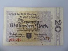 Notgeld der Stadt Würzburg, 1923, 20 Milliarden Mark