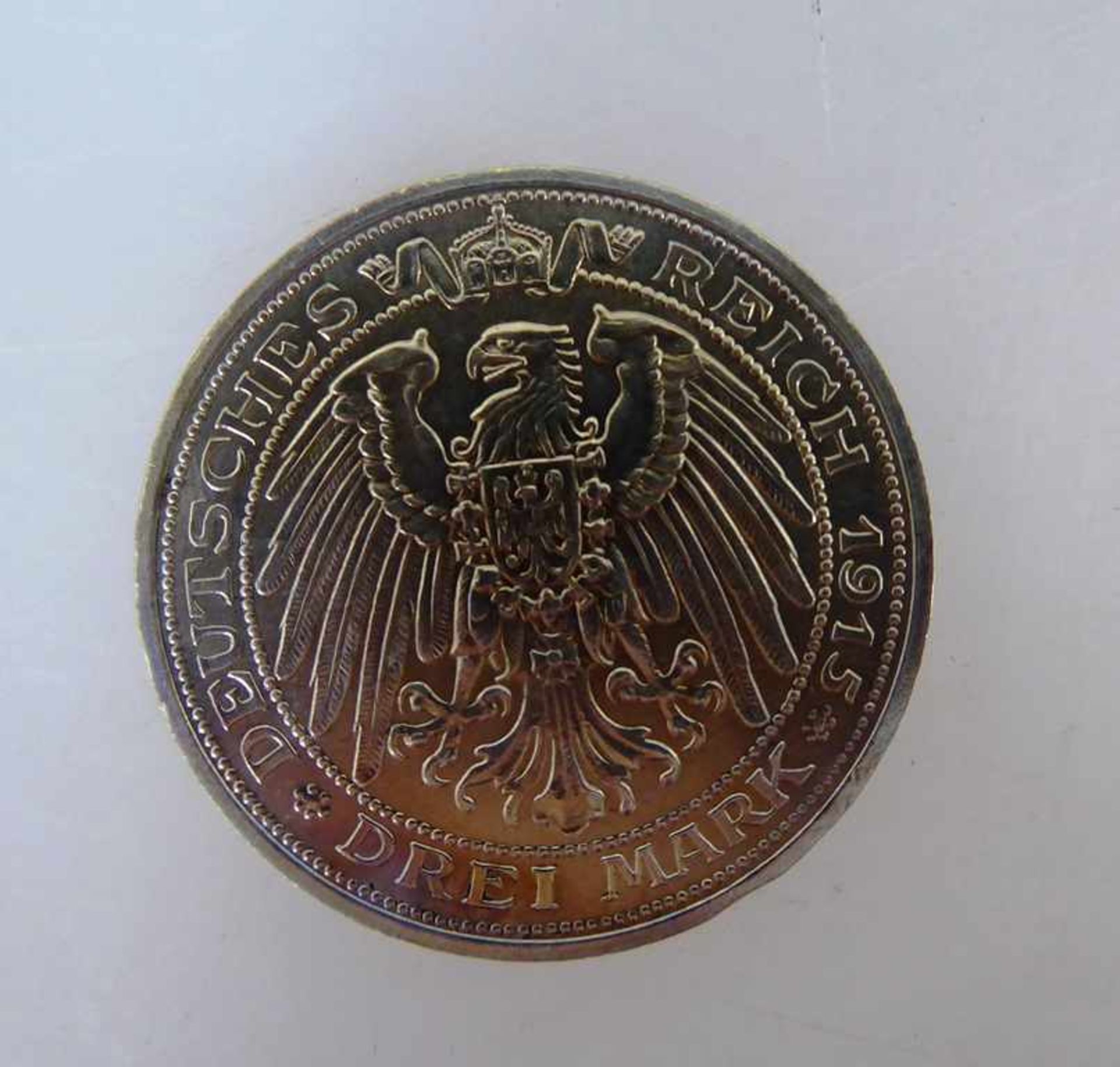 Kaiserreich - Königreich Preussen, 3 Mark, 1915, Gedenkmünze zur Jahrhundertfeier der Grafschaft - Bild 2 aus 2