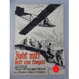 Propaganda Postkarte, sog. 3.Reich, NSFK, Zieht mit! Helft uns fliegen!, Ortsgruppe Pößneck /