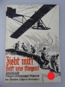 Propaganda Postkarte, sog. 3.Reich, NSFK, Zieht mit! Helft uns fliegen!, Ortsgruppe Pößneck /