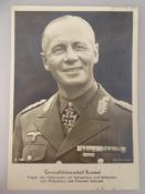 Propaganda Postkarte, sog. 3.Reich, Persönlichkeiten, Ritterkreuzträger Generalfeldmarschall Rommel,