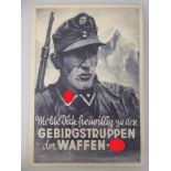 Propaganda Postkarte, sog. 3.Reich, Organisationen, Waffen SS, Gebirgstruppe, Werbekarte,