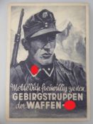 Propaganda Postkarte, sog. 3.Reich, Organisationen, Waffen SS, Gebirgstruppe, Werbekarte,