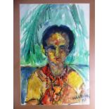 Schlotterbeck, Joachim ( 1926 Würzburg - 2007 ebd.), Aquarell, "Portrait einer Tamilin", u.PP i.