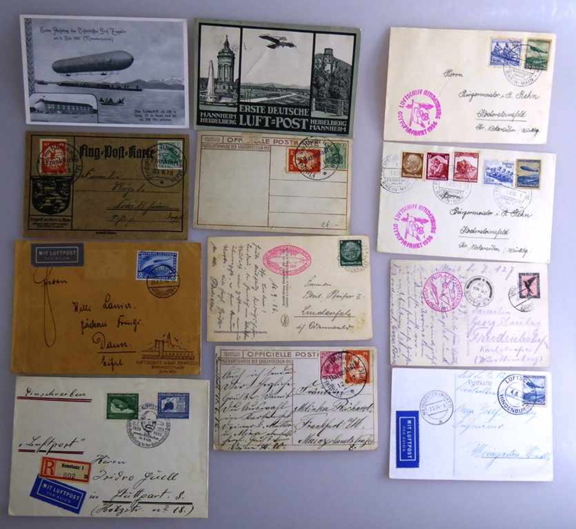 Interessantes Lot Flugpost / Zeppelin Post, insg. 12 Belege, darunter Schwabenfahrt 1931 mit 2