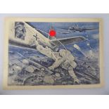 Propaganda Postkarte, sog. 3.Reich, Künstlerkarte, Fallschirmjäger, ungelaufen