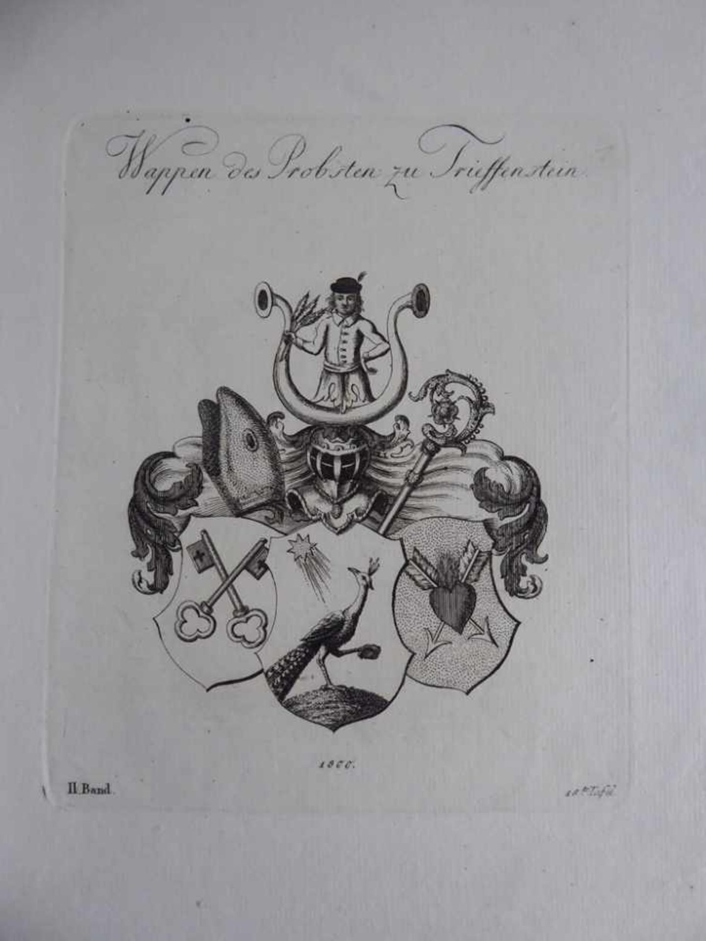Radierung um 1800, Wappen des Probsten zu Trieffenstein, (Ioannes Molitor), 28cm x 20cm