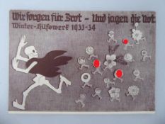 Propaganda Postkarte, sog. 3.Reich, WHW, "Wir sorgen für Brot und jagen die Not", 1933/34,