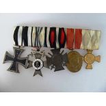 Ordenspange Bayern mit 5 Auszeichnungen, Eisernes Kreuz, Militärverdienstkreuz 2.Klasse mit