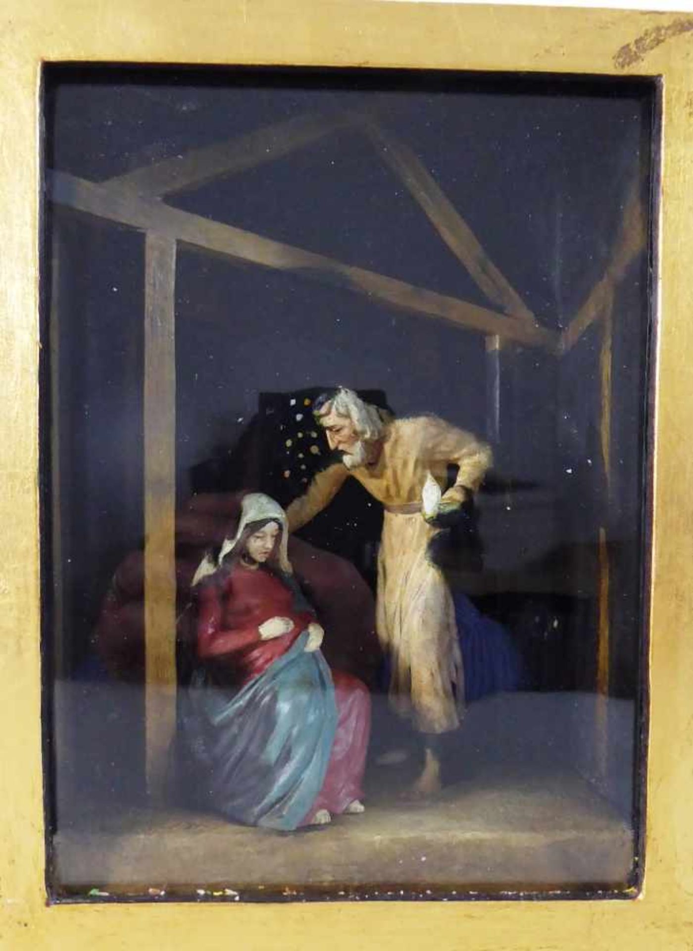 Klosterarbeit, 1.H.20.Jh., seltene Darstellung von Josef und Maria vor der Geburt, Holz